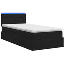 vidaXL LED tárolós ágy matraccal Fekete 90 x 200 cm Szövet