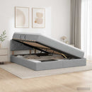 vidaXL LED tárolós ágy matraccal Világosszürke 140 x 200 cm Szövet