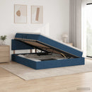 vidaXL Ágy tárolóval és matraccal fejtámlával Kék 160 x 200 cm Bársony