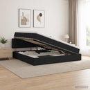 vidaXL Ágy tárolóval és matraccal Fekete 200 x 200 cm Bársony