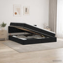 vidaXL Tárolós Ágy fejtámlával Fekete 200 x 200 cm Bársony