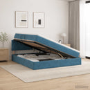 vidaXL Tárolós Ágy fejtámlával Sötét kék 160 x 200 cm Bársony