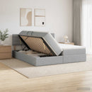 vidaXL LED tárolós ágy matraccal Világosszürke 200 x 200 cm Szövet