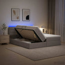 vidaXL LED tárolós ágy matraccal Tópszínű 180 x 200 cm Szövet