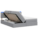 vidaXL LED tárolós ágy matraccal Világosszürke 200 x 200 cm Szövet