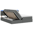vidaXL LED tárolós ágy matraccal Sötétszürke 200 x 200 cm Szövet