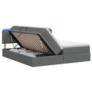 vidaXL LED tárolós ágy matraccal Sötétszürke 180 x 200 cm Szövet