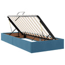 vidaXL LED tárolós ágy matraccal Sötét kék 180 x 200 cm Bársony