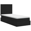 vidaXL Ágy tárolóval és matraccal tárolóval Fekete 90 x 190 cm szövet