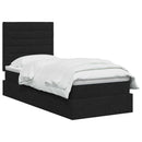 vidaXL Ágy tárolóval és matraccal tárolóval Fekete 90 x 200 cm szövet