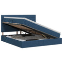 vidaXL Ágy tárolóval és matraccal fejtámlával Kék 180 x 200 cm szövet