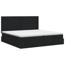 vidaXL Ágy tárolóval és matraccal tárolóval Fekete 200 x 200 cm szövet