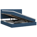 vidaXL Ágy tárolóval és matraccal fejtámlával Kék 200 x 200 cm szövet