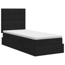 vidaXL Ágy tárolóval és matraccal tárolóval Fekete 90 x 190 cm szövet