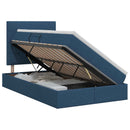 vidaXL Ágy tárolóval és matraccal fejtámlával Kék 120 x 200 cm szövet
