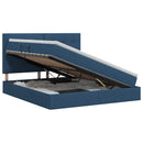 vidaXL Ágy tárolóval és matraccal fejtámlával Kék 160 x 200 cm szövet