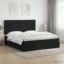 vidaXL Ágy tárolóval és matraccal tárolóval Fekete 180 x 200 cm szövet