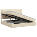 vidaXL Ágy tárolóval és matraccal Krémszínű 200 x 200 cm szövet