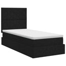 vidaXL Ágy tárolóval és matraccal tárolóval Fekete 90 x 190 cm szövet