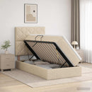 vidaXL Ágy tárolóval és matraccal Krémszínű 100 x 200 cm szövet