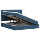 vidaXL Ágy tárolóval és matraccal fejtámlával Kék 140 x 200 cm szövet