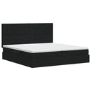 vidaXL Ágy tárolóval és matraccal tárolóval Fekete 200 x 200 cm szövet