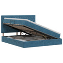vidaXL Ágy tárolóval és matraccal Sötét kék 160 x 200 cm Bársony