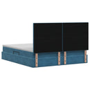vidaXL Ágy tárolóval és matraccal Sötét kék 160 x 200 cm Bársony