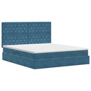 vidaXL Ágy tárolóval és matraccal Sötét kék 180 x 200 cm Bársony