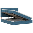 vidaXL Ágy tárolóval és matraccal Sötét kék 160 x 200 cm Bársony
