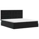 vidaXL Ágy tárolóval és matraccal Fekete 200 x 200 cm Bársony