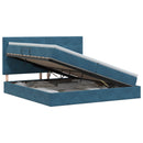 vidaXL Ágy tárolóval és matraccal Sötét kék 200 x 200 cm Bársony