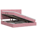 vidaXL Ágy tárolóval és matraccal Rózsaszín 200 x 200 cm Bársony