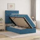 vidaXL Ágy tárolóval és matraccal Sötét kék 100 x 200 cm Bársony