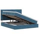 vidaXL Ágy tárolóval és matraccal Sötét kék 160 x 200 cm Bársony