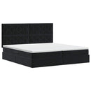 vidaXL Ágy tárolóval és matraccal Fekete 200 x 200 cm Bársony