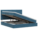 vidaXL Ágy tárolóval és matraccal Sötét kék 200 x 200 cm Bársony