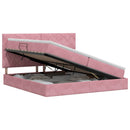 vidaXL Ágy tárolóval és matraccal Rózsaszín 200 x 200 cm Bársony