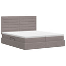 vidaXL Tárolós Ágy fejtámlával tárolóval Tópszínű 180 x 200 cm Szövet