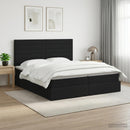 vidaXL Tárolós Ágy fejtámlával tárolóval Fekete 180 x 200 cm Szövet