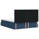 vidaXL Tárolós Ágy fejtámlával tárolóval Kék 200 x 200 cm Szövet