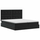 vidaXL Tárolós Ágy fejtámlával tárolóval Fekete 200 x 200 cm Bársony