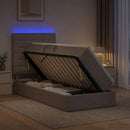 vidaXL LED tárolós ágy matraccal Tópszínű 90 x 200 cm Szövet