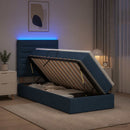 vidaXL LED tárolós ágy matraccal Kék 90 x 200 cm Szövet