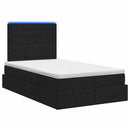 vidaXL LED tárolós ágy matraccal Fekete 120 x 200 cm Szövet