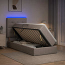 vidaXL LED tárolós ágy matraccal Tópszínű 90 x 200 cm Szövet