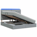 vidaXL LED tárolós ágy matraccal Világosszürke 160 x 200 cm Szövet