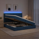 vidaXL LED tárolós ágy matraccal Kék 200 x 200 cm Szövet