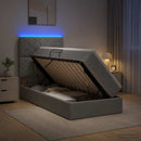 vidaXL LED tárolós ágy matraccal Világosszürke 100 x 200 cm Szövet