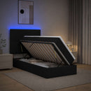 vidaXL LED tárolós ágy matraccal Fekete 90 x 190 cm Szövet